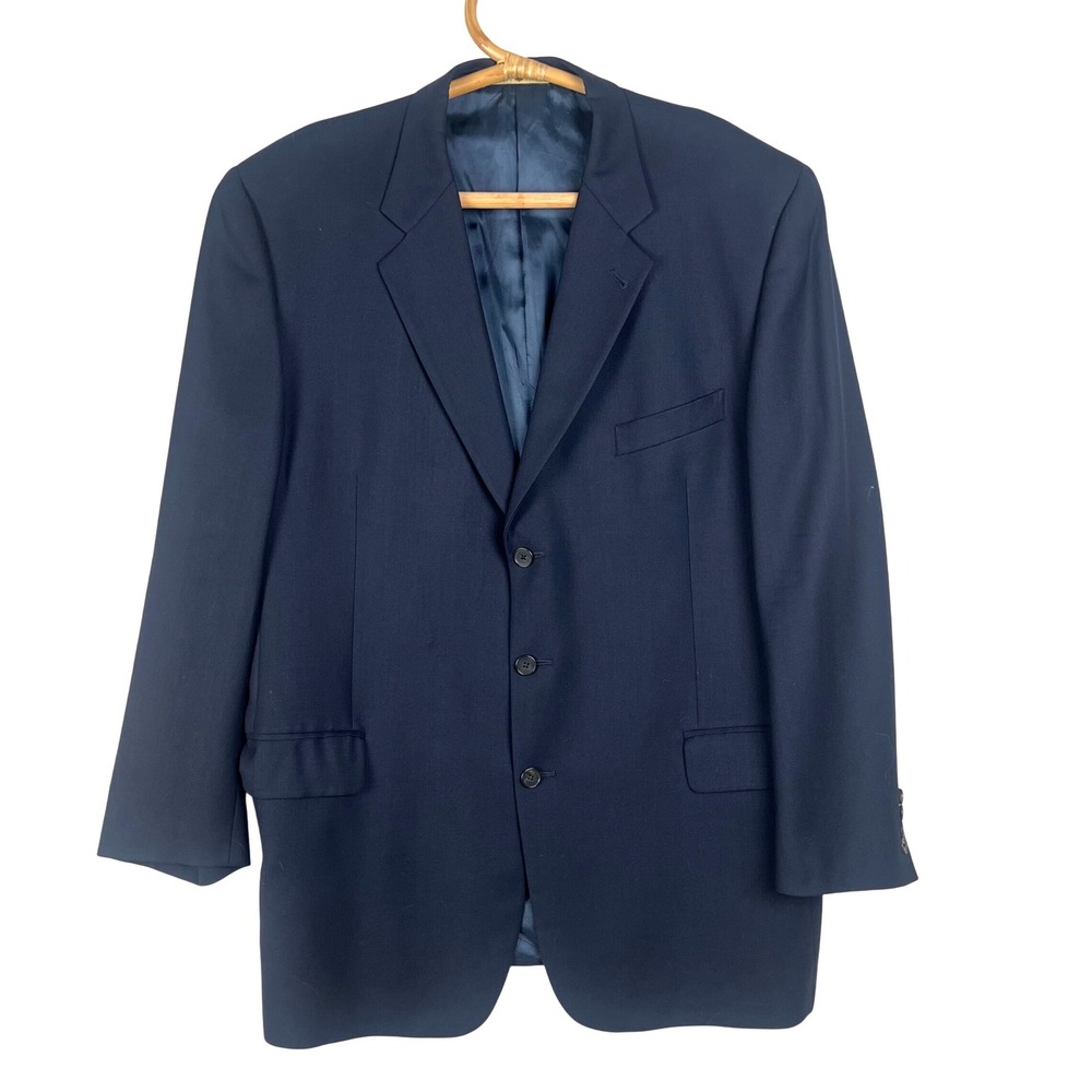 Joseph Abboud Mens XL Navy Blue 3 Button Wool Blazer Sport Coat 50 Chest XL